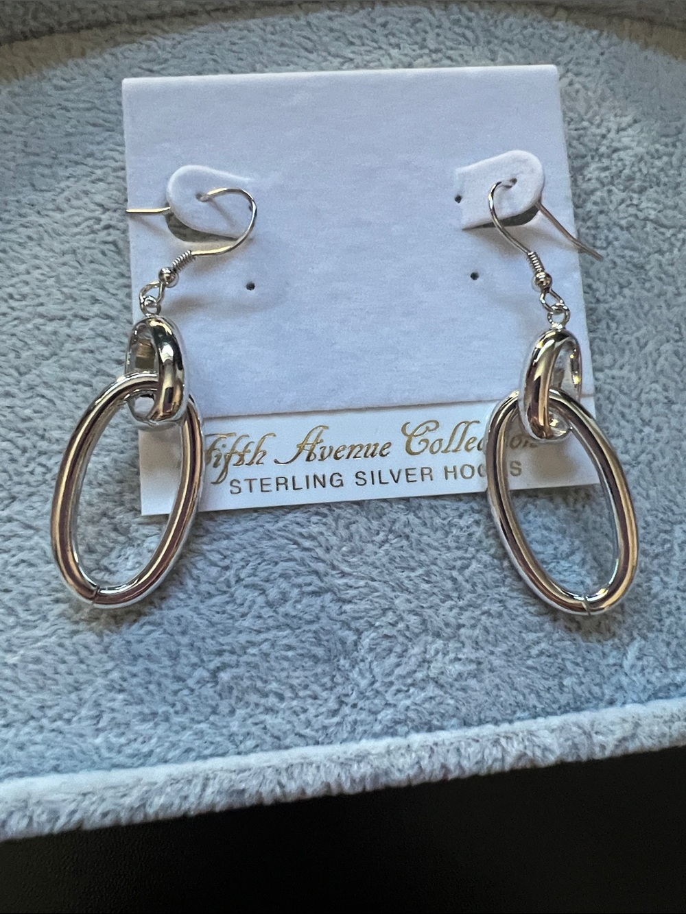 Fifth Avenue Collection Silver Oval Drop Earrings - Silver